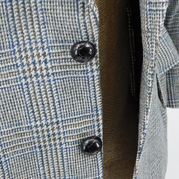 Mens Gray Glen Plaid 2 Button Wool Sport Coat Size 42 Wellington Clothes Vintage - Picture 6 of 7